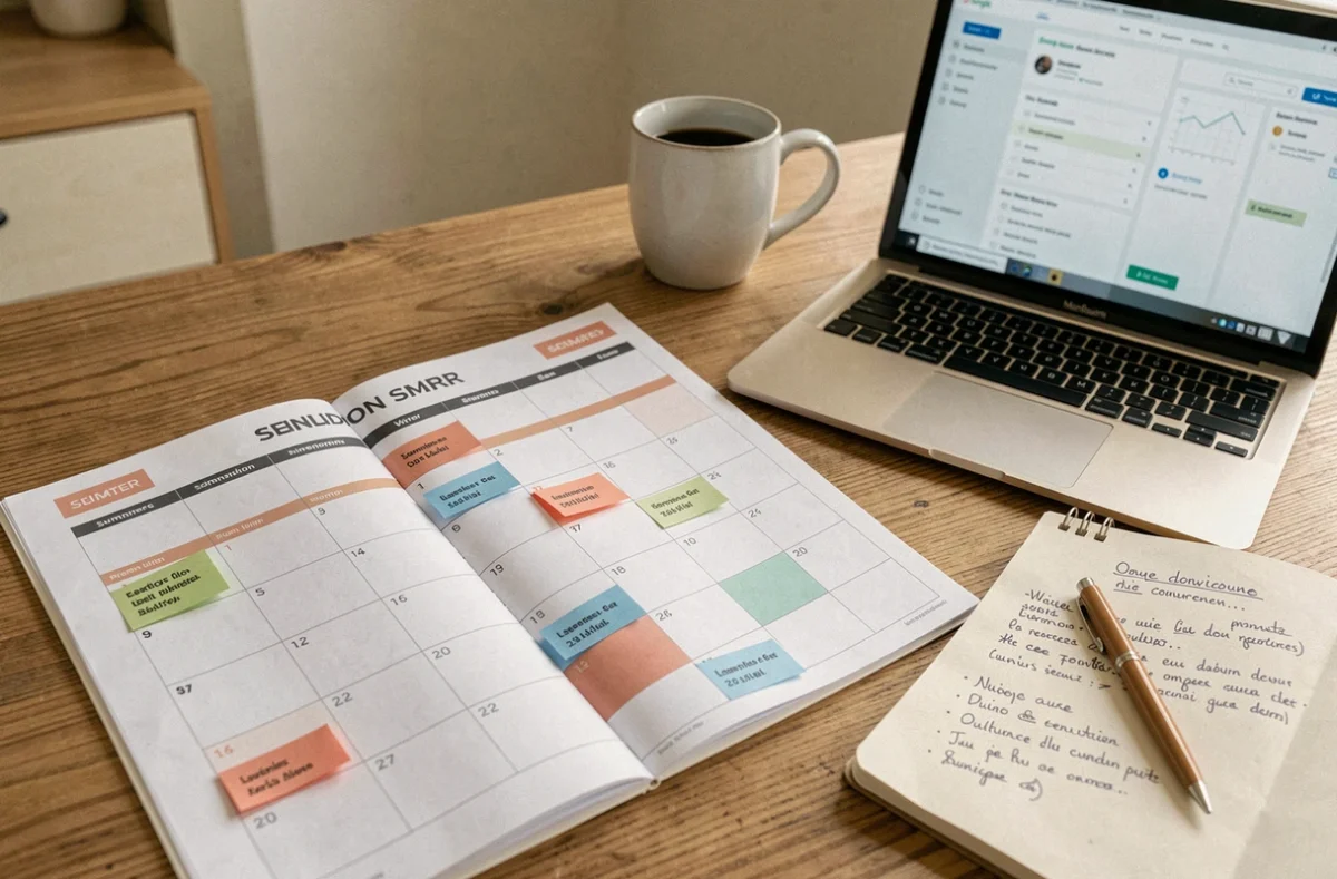 Bureau avec calendrier de réservations pour une location saisonnière et outil de gestion en ligne